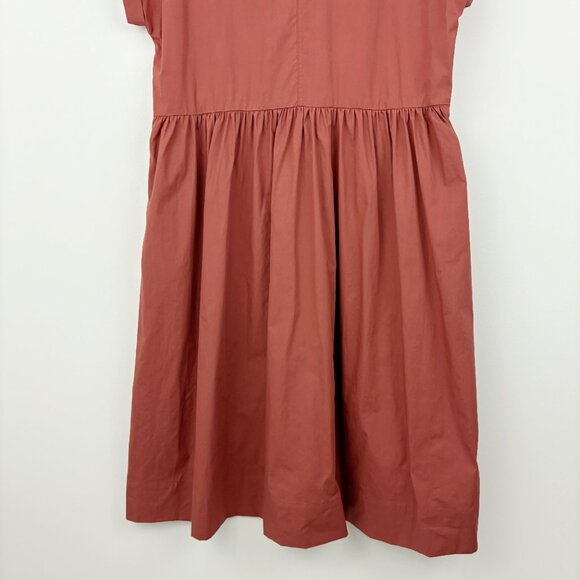 NWT MAYE Harper Shirtdress Size L Cinnamon Midi Cotton Poplin Cap Sleeve Pockets - Picture 7 of 15